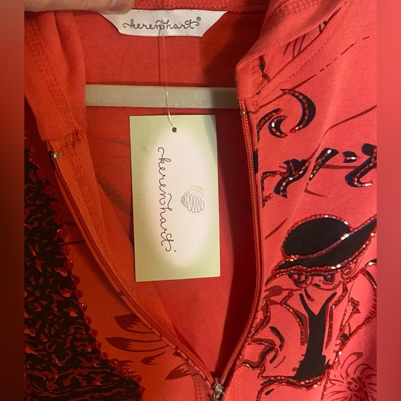 NWT keren hart zip front red Paris Y2K hoodie size large - Picture 3 of 6